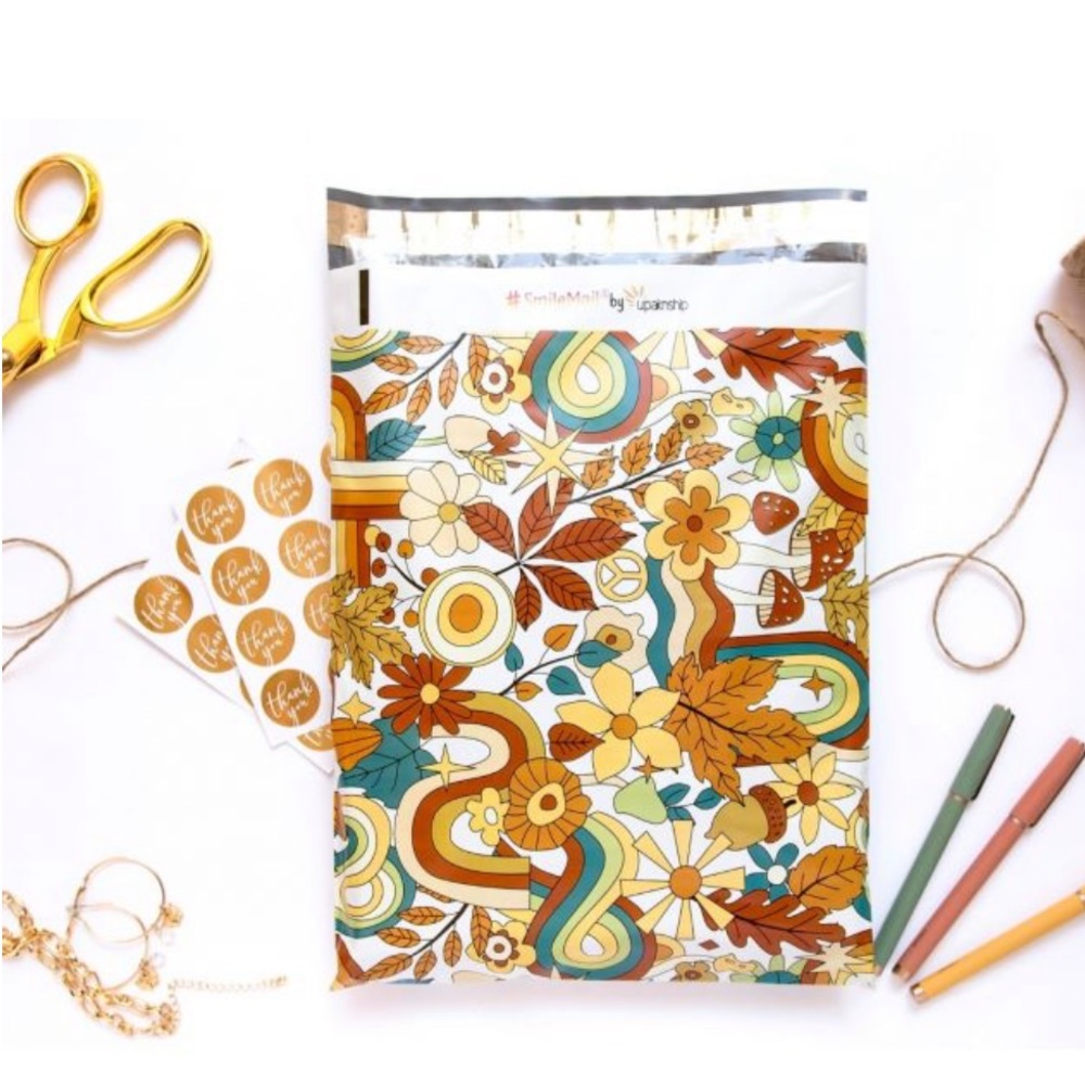 ⭐️ 10 Fall Hippie Vibes Poly Mailers 12 x 15 inch - Picture 2 of 3